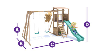 squirrelfort wooden climbing frame with swing and slide