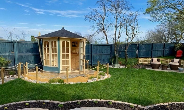 Modern Summerhouse Customer IImage Wooden GArden Summer House for sale Dunster House Vantage