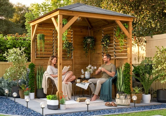 Pressure Treated Utopia 200 Louvre Wall Gazebo