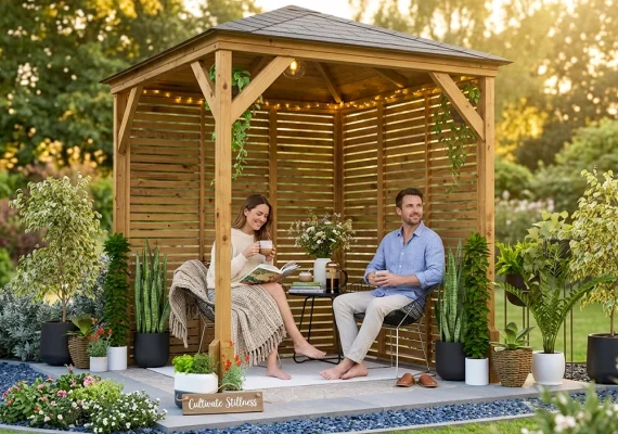 Pressure Treated Utopia 200 Slatted Wall Gazebo