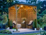 slatted wooden gazebo
