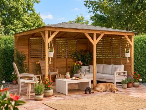 Pressure Treated Utopia 430 Louvre Wall Gazebo