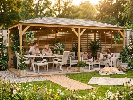 Pressure Treated Utopia 630 Slatted Wall Gazebo