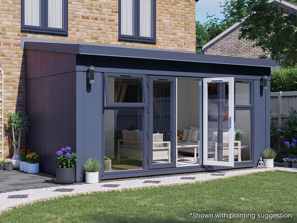 Addroom Modular Garden Room 5m x 3m, Front Door and Solid Wall Sides