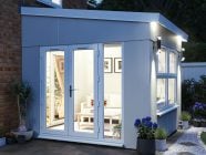 Addroom Modular Garden Room 3m x 3m White uPVC Night Time