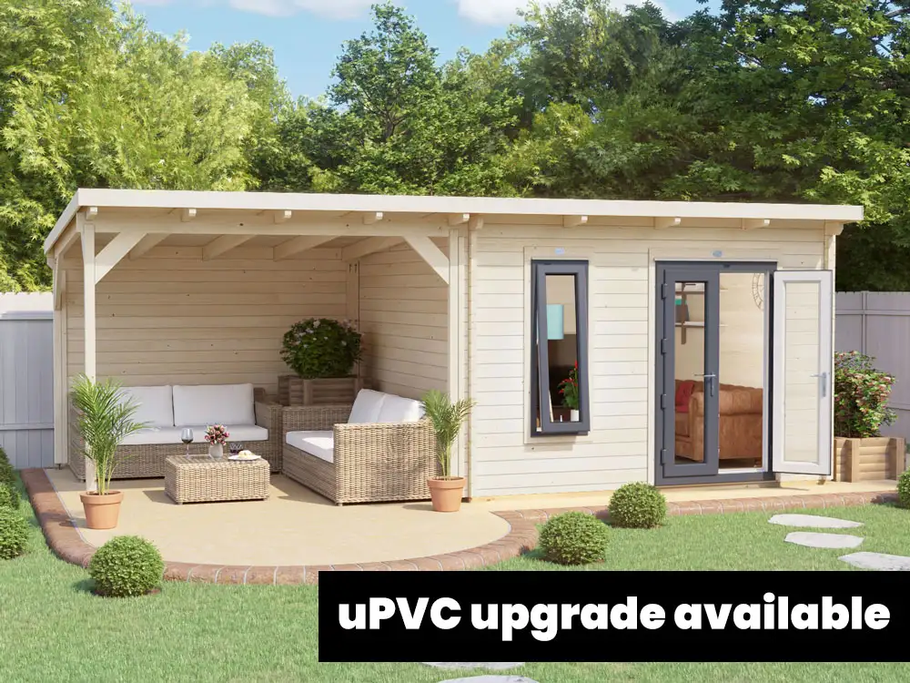 Assassin Log Cabin With Gazebo W6.5m x D3.5m (uPVC) | BuyGardenPods product image 3