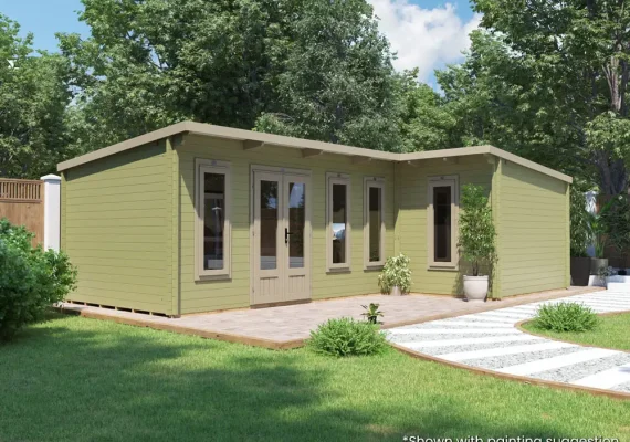 HellWolf Pent L-Shaped Log Cabin