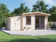 Rhine Log Cabin With Side Shed 5.5m x 3m Grey uPVC