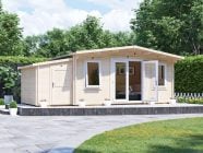 Severn Log Cabin With Side Shed 6.5m x 3m White uPVC