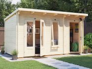 Garden Log Cabin With Side Storage