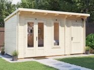 Garden Log Cabin With Side Storage