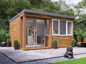 Helena wooden garden office with white uPVC
