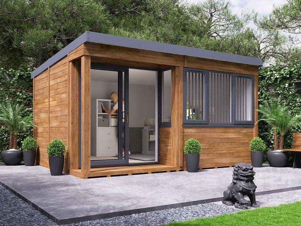 Helena wooden garden office with white uPVC
