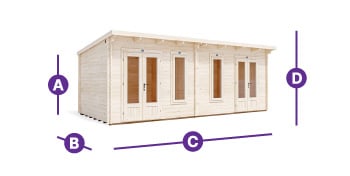 measurement outline image for his and hers log cabin garden buildings