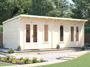 his & hers wooden log cabin doors shut