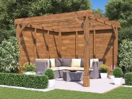 Leviathan Wooden Pergola 3m x 3m with solid wall panels