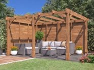 Leviathan Wooden Pergola 4m x 3m with solid wall panels