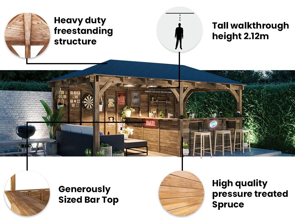 Leviathan Garden Bar Gazebo W6m x D3m | Dunster House