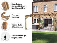specifications for the leviathan lean to wooden garden pergola 5 x 3