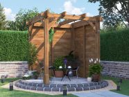 Leviathan Wooden Pergola with solid walls 2.5m x 2.5m