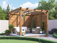 Leviathan Wooden Pergola 3m x 3m with solid wall panels