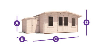 severn garden log cabin 6.5 x 5 | log cabin with side store