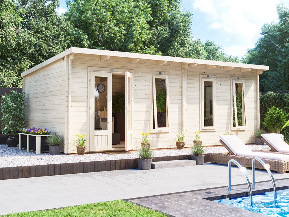 Terminator Log Cabin With Extension 6.5m x 3.5m Sharks