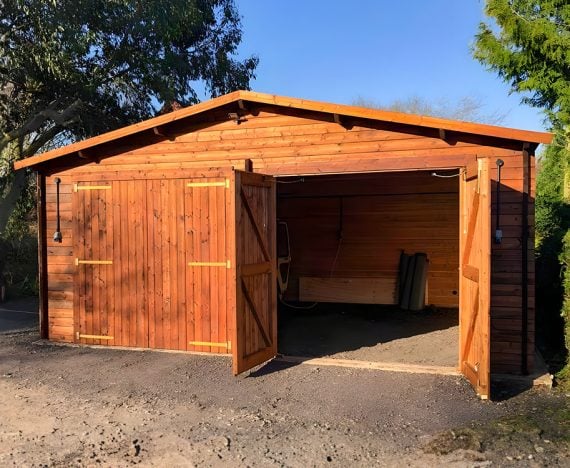 deore double wooden garage open barn doors