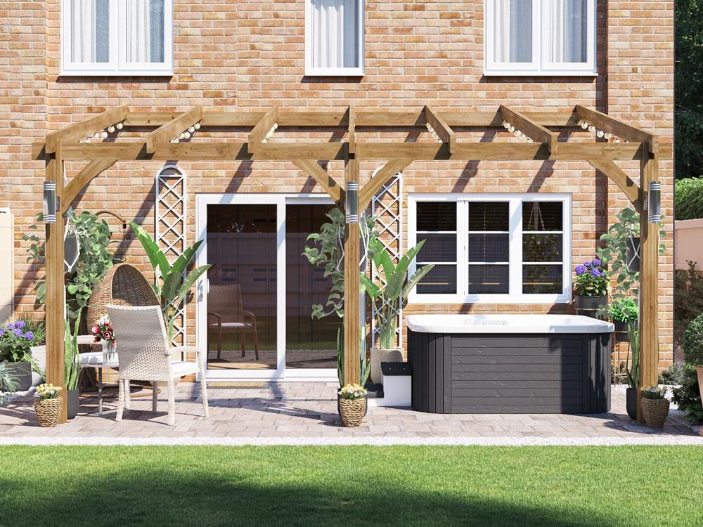 Lean To Pergola Pressure Treated Wooden Garden Structure