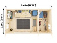 EvilRob Multi Room Log Cabin Workshop 5.5m x 3m top down interior