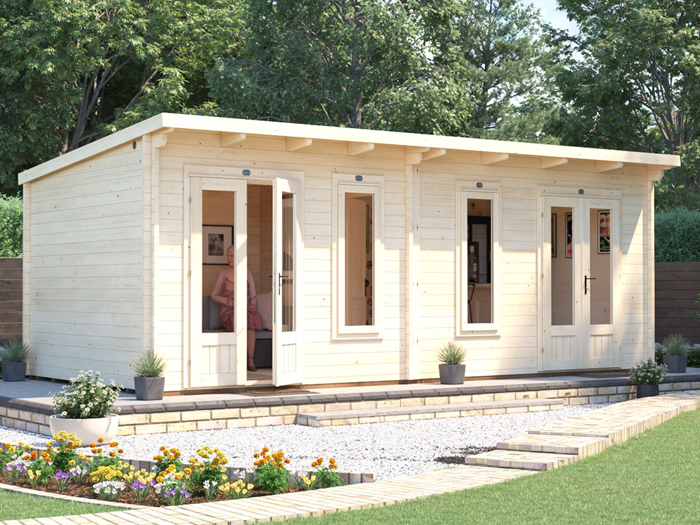His&Hers Log Cabin 6.5m x 3m dividing rooms open A