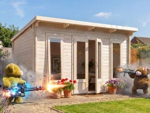 Terminator log cabin teddys
