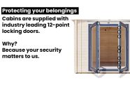 Insulated uPVC Log Cabin industry leading 12 point multi locking doors security protect your belongings internally beaded glass