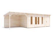 EvilAssassin Log Cabin with Gazebo on Left 8.5m x 3m