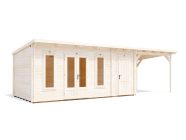 EvilAssassin Log Cabin with Gazebo on Right 8.5m x 3m
