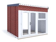 addroom garden room 3 x 3 brick effect with upvc windows and doors white background image