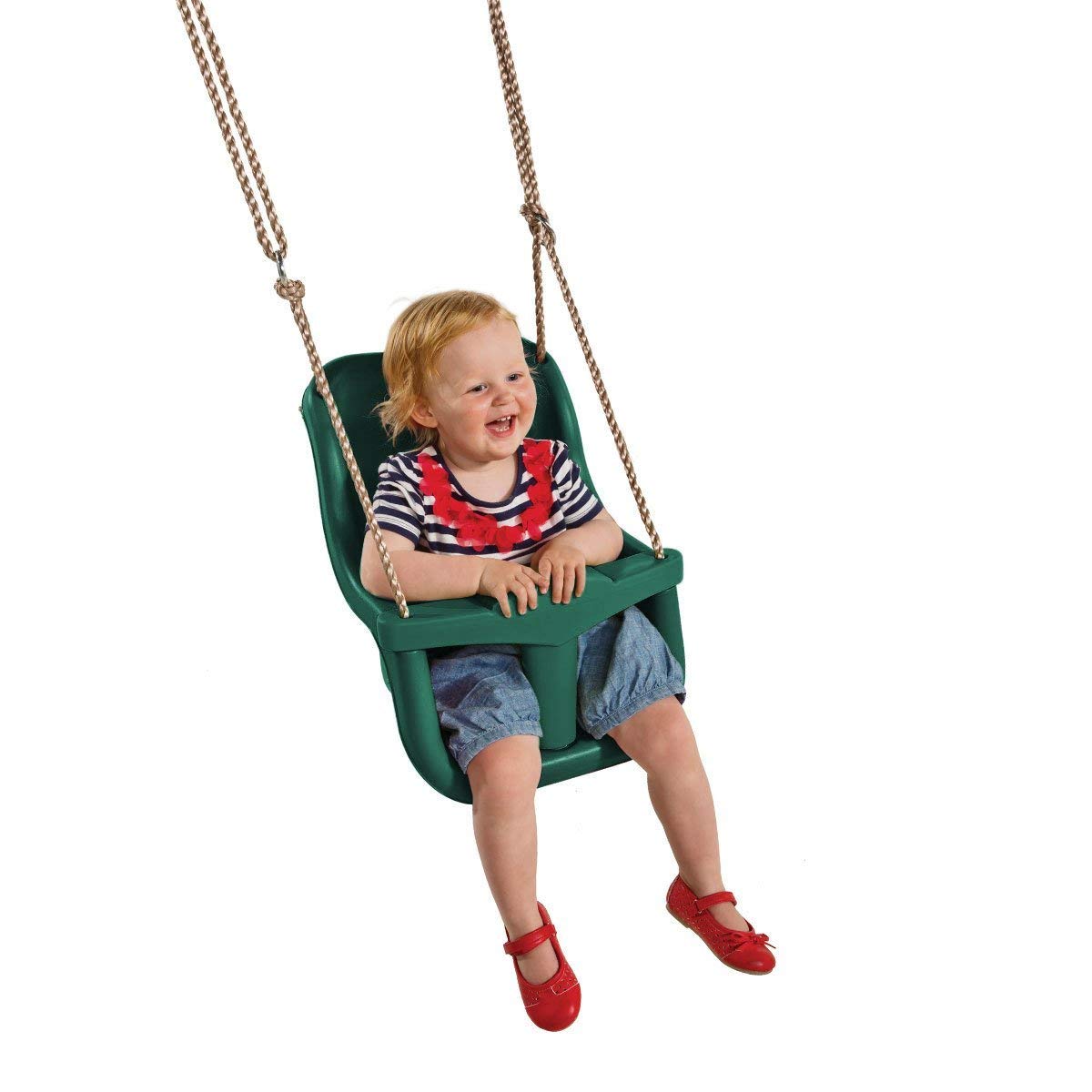 Baby swinging in a baby seat