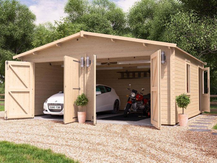 Wooden Garages Log Cabin Double Garage Outdoor Building