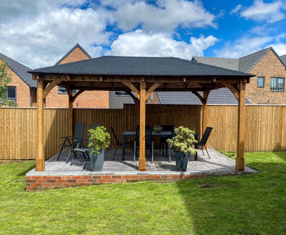 Gazebo-with-dining-area-in-garden