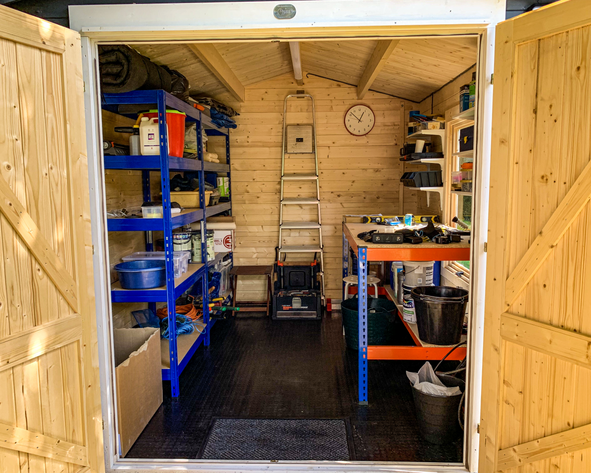 Inside a shed