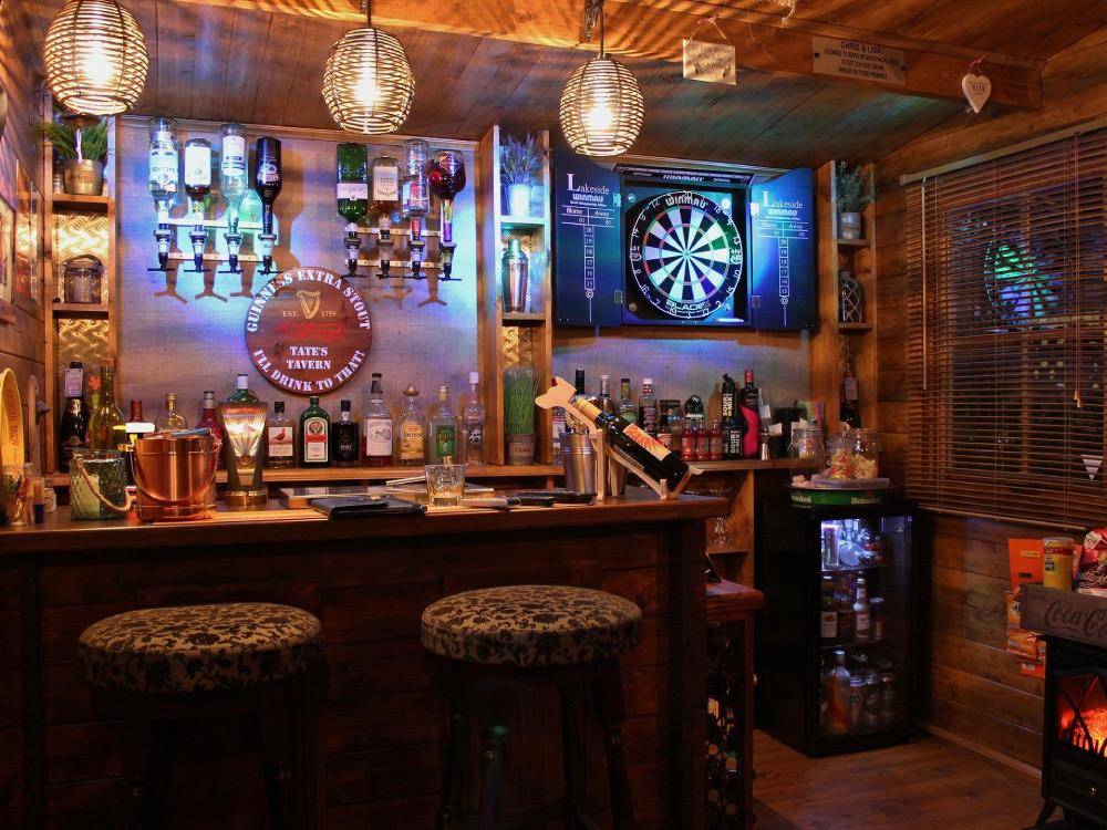 how to build a man cave - Log Cabin Pub Shed Bar