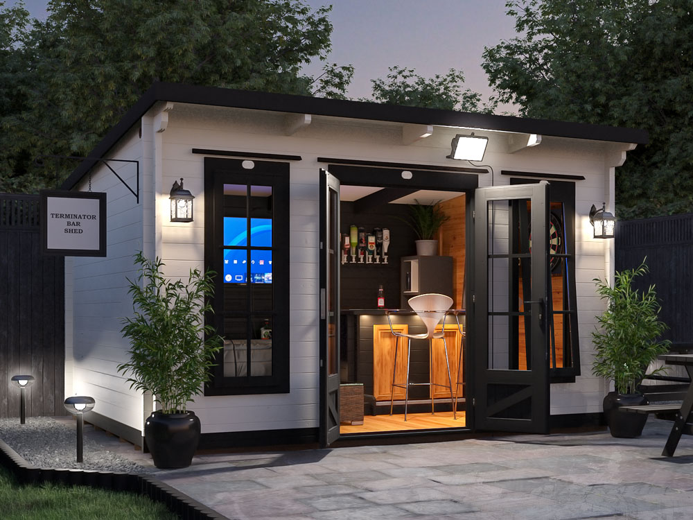 Garden Bar Shed Ideas - 4m x 3m Terminator Pub Shed Log Cabin