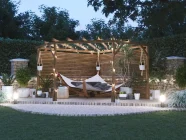 utopia wooden corner pergola for garden night image