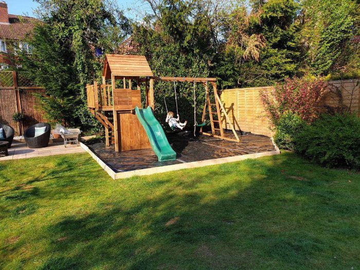 Create a Beautiful Garden this Summer with a Pressure Treated Wooden Climbing Frame Childrens Play Area