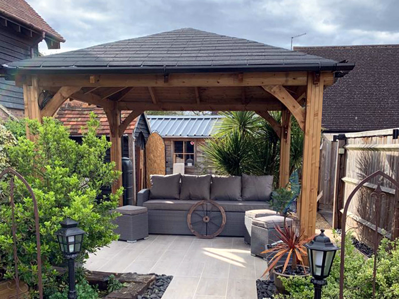 Wooden Canopy Gazebo Features - Dunster House Atlas 3m x 3m Gazebo - Outdoor Living Area