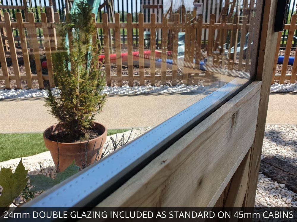 Glazing Options - 45mm Log Cabins are Double Glazed with Toughened Glass