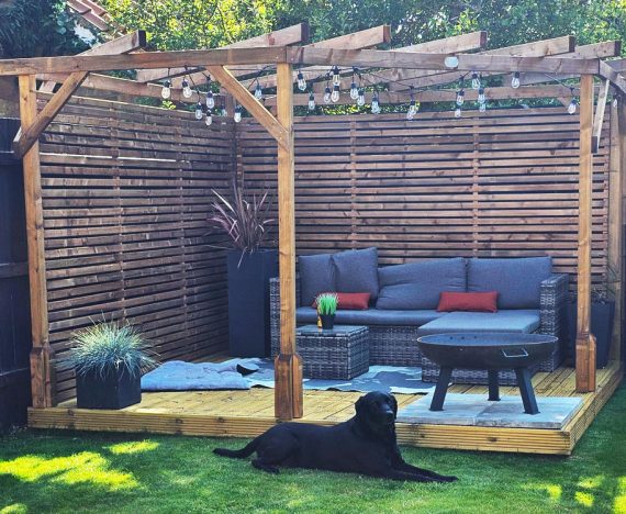 Utopia Slatted Wall Diamond Corner Pergola W3.0m x D3.0m