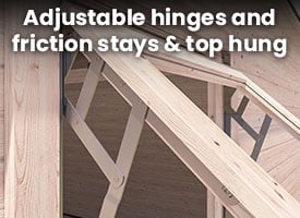 Adjustable hinges and friction stays