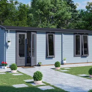 NuclearBob Grande 6.5m x 3m Log Cabin Open Painted