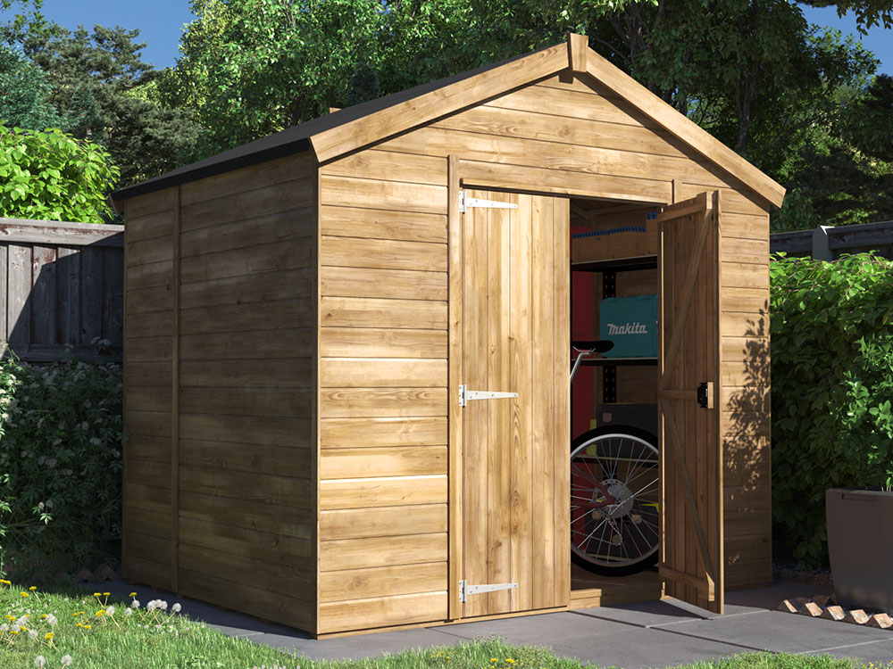 overlord apex roof garden shed 2.4 x 1.8 closed